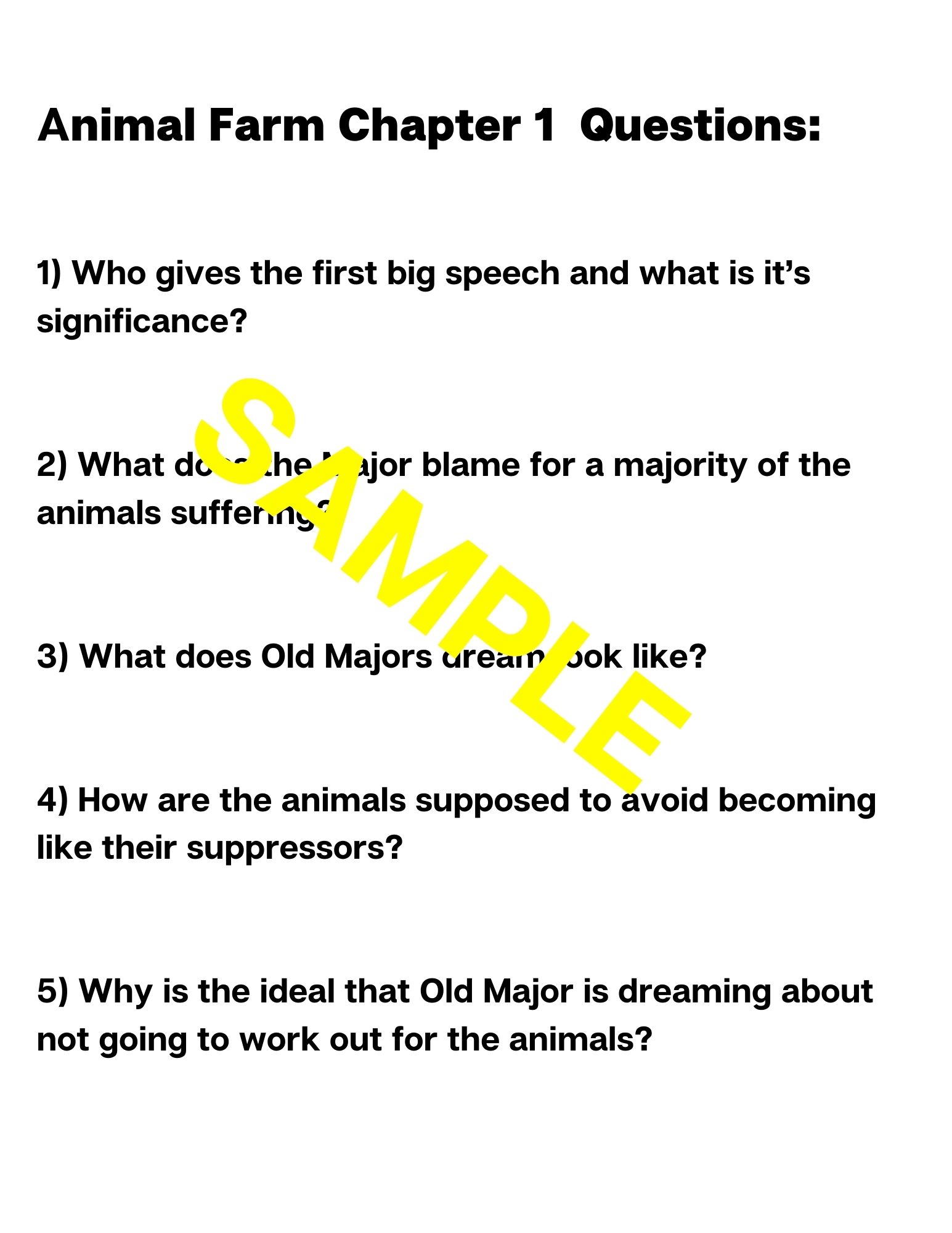essay question on animal farm