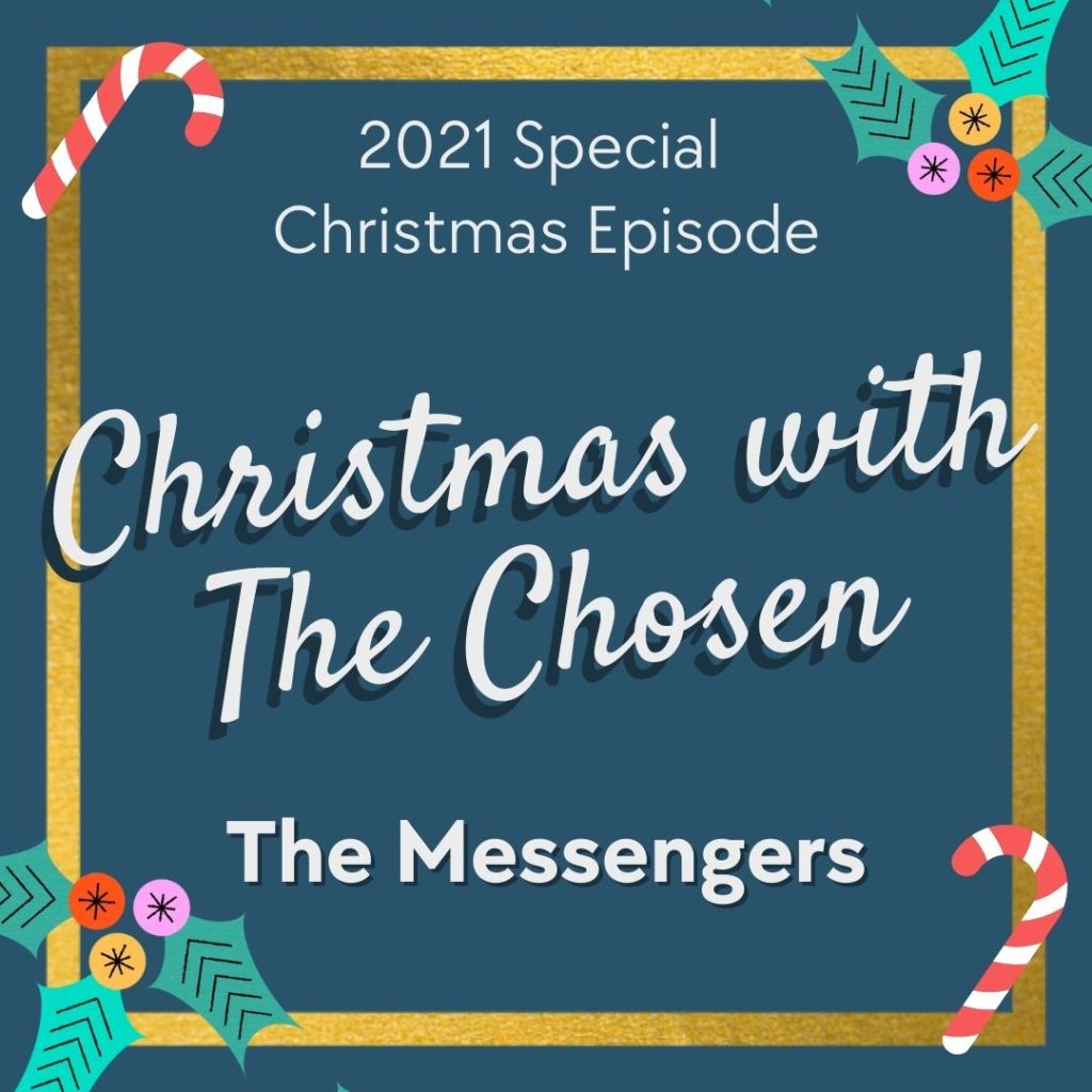 Christmas with the chosen the messengers on a blue background. The chosen Christmas special image