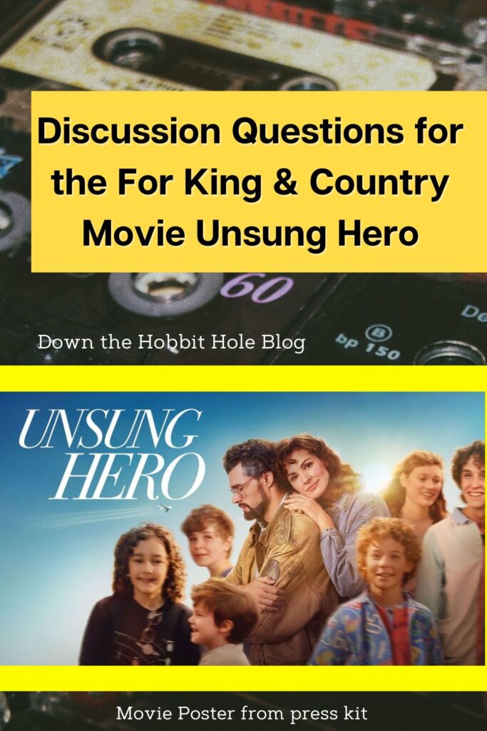 discussion questions parent review of for king and country movie unsung hero pin image with cassette taps on yellow background 